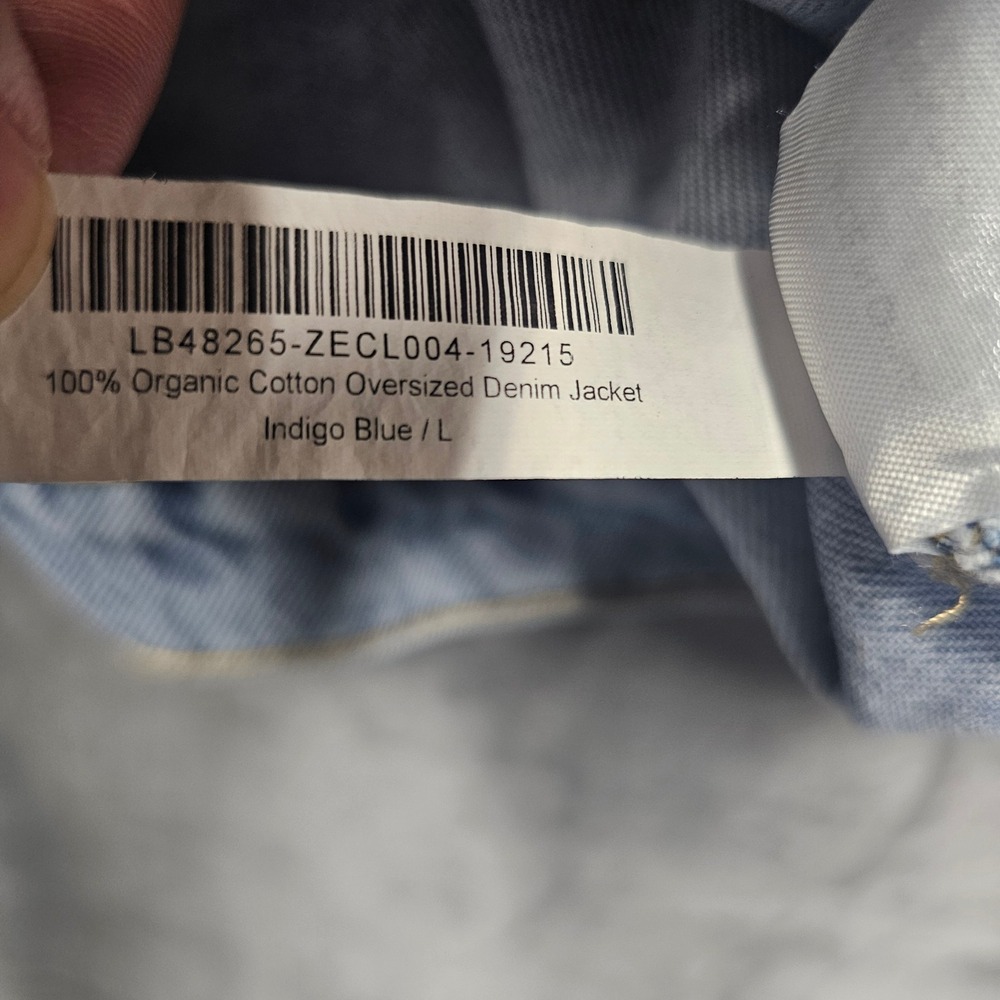 Quince Womens Organic Cotton Oversized Denim Jacket Indigo Blue McCarthy Patch L - Picture 7 of 9